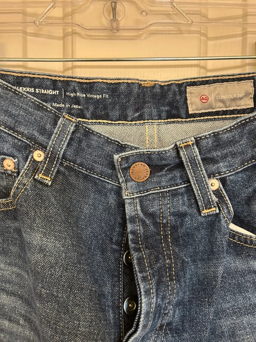 AG Adriano Goldschmied Alexxis Straight Leg High Rise Jeans in Dark Blue Wash 27 - Picture 8 of 12